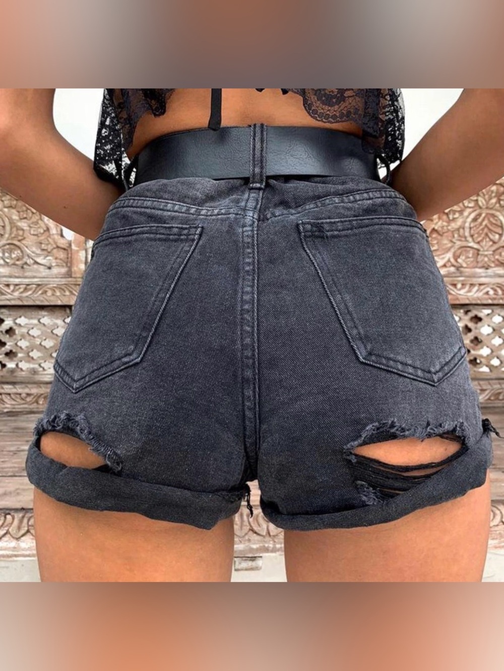 🆕Tiger Mist - Francie Distressed High-Waist Denim Shorts